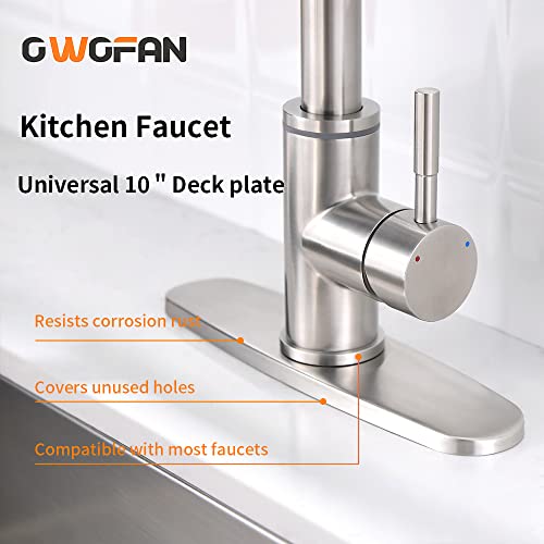 OWOFAN Hole Cover Deck Plate Escutcheon for Bathroom or Kitchen Sink Faucet Single Hole Mixer Tap 10 Inch Stainless Steel Brushed Nickel WF-4102SN