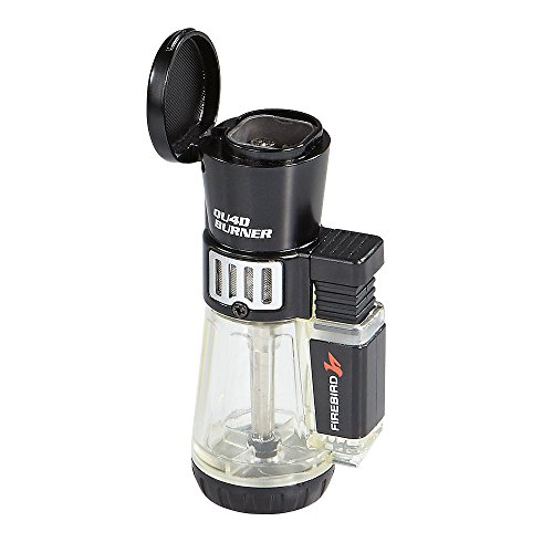 Firebird by Colibri QU4D Quad Torch Cigar and Cigarette Lighter Warranty Clear