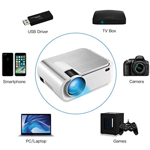 Projector,XINDA Mini Portable Projector with 4200 Lumen,210" Display with 60,000Hrs LED Life Home Theater Projector 1080P Supported,Compatible with Fire TV Stick,Smartphone,PS4,HDMI,TF,VGA,AV USB
