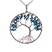 Family Root Wire Wrapped Tree of Life Crystal Pendant Necklace Charm Light Sapphire Pendant September Semi Precious Natural Raw Birthstone Birth Stone Necklace Wisdom Tree Necklace