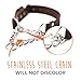 Mighty Paw Martingale Dog Collar - No Pull Design - Stainless Steel Chain - Limited Chain Cinch Training - Brown Leather Martingale Training Collar - Small Size