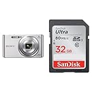 Sony DSCW830 20.1 MP Digital Camera 2.7-Inch LCD (Silver) with SanDisk 32GB Ultra Class 10 Memory Card