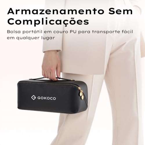 GOKOCO Secador de Cabelo Dobrável de Alta Velocidade,Bivolt,GD045 Motor Brushless 110.000 RPM,Íons Negativos,4 Temperaturas,3 Velocidades,com Difusor e Bicos Modeladores para Viagem,Ouro