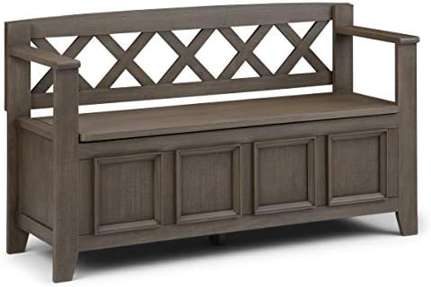 Simpli Home Amherst Entryway Storage Benches Farmhouse Grey