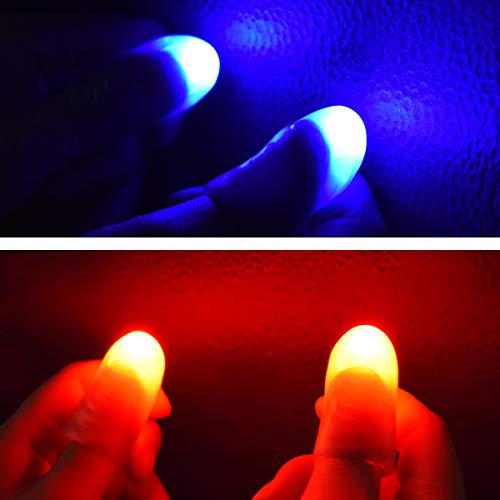 OUERMAMA 2 Pairs Magic Finger Light Up Thumb Tips Party Magic Tricks