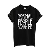 Singleluci Women normal people scare me Printed Summer T shirt Tops