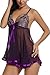 Avidlove Women's Lingerie Lace Babydoll V neck Sleepwear Splicing Chemises Purple XL