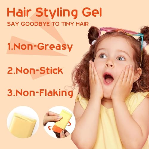 Hair Wax Stick for Kids Styling, 2-in-1 Design with Built-in Comb for Children Hair Styling Gel, Moisturizing, Natural Ingredients Refreshing and Non-Greasy, Easy to Styling
