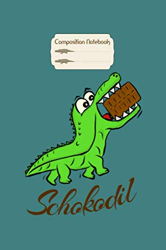 Composition Notebook: cute chocolate crocodile with chocolate - 100 pages - 6 x 9 inche