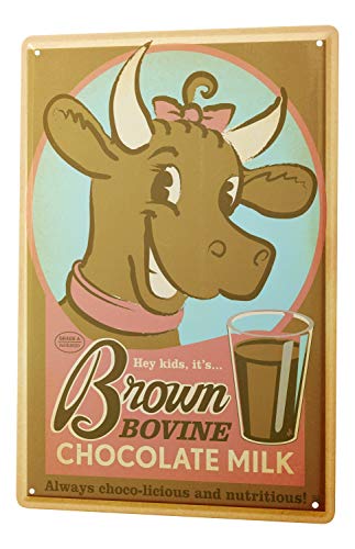 Tin Sign Food Restaurant Decoration Chocolate milk cow nostalgic Metal Plate 8X12" - Thumbnail 4