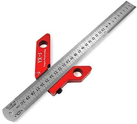 Center Line Scriber, 45/90 Degree Right Angle Line Gauge Carpenter Ruler, Woodworking Aluminum Alloy Center Scribe Square Center Scribe Measuring Tool