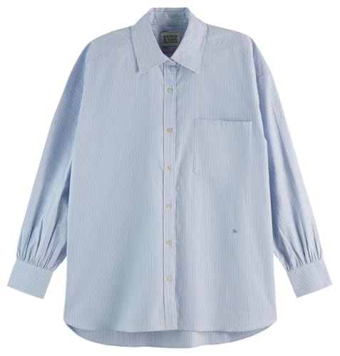 Scotch & Soda Women's Regular-fit Girlfriend Shirt, White and Blue Stripe, 36 in