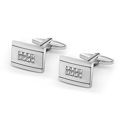 Mr.Van Swarovski Crystal Cufflinks Rectangle Cuff Links Set for Men Wedding Party - Thumbnail 3
