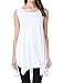JollieLovin Womens Plus Size Loose-fit Sleeveless T-Shirt Tank Tunic Top(L, White)