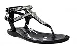 Kali Footwear Women's Clara Jelly T-strap Rhinestone Flat Gladiator Sandals