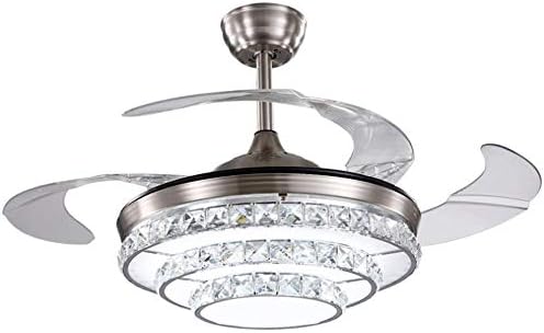 HAIXIANG Crystal 3 Layers Ceiling Fan Ceiling Lamp Invisible Remote Control Ceiling Light Lamp 42-inch Lighting Chandelier LED 36W Light Fixture Gold