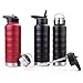 【Drink Healthier 2019】Water Bottle - 32 Oz, 2 Lids, Double Walled Vacuum Insulated 18/8 Stainless Steel Sports Water Bottle, Standard Mouth with BPA Free Straw Lid & Flex Cap