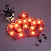 QiaoFei 3D Crown Marquee Sign Light,LED Queen Princess Kings Shaped Sign-Lighted,Wall Decor for Christmas,Birthday Party,Kids Room, Living Room, Wedding Party Decor(Pink)