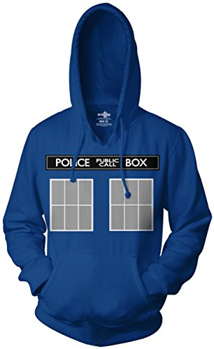 Doctor Who Tardis Call Box Hoodie Sweatshirt (Small, Royal Blue)