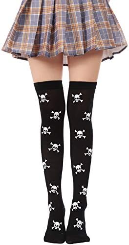 Over Knee Long Stockings Solid Thigh High Socks and Dots Tights High Socks Opaque Costume Stockings Cosplay Knee-High Socks