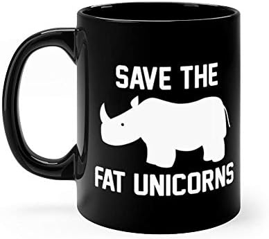 Save The Fat Unicorns 11oz Black Ceramic Horse Lover Tea Coffee Mug Funny and Inspirational Gifts for Equestrian Owner Men Women