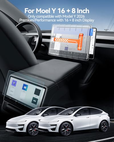 LANTU 2 Pieces 16 Inch + 8 Inch Screen Protector for Tesla Model Y 2026 Premium/Performance, Matte Anti-Glare Front and Rear Screen 9H Tempered Glass Screen Protector with Installation Kit