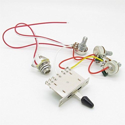 Pxyelec Guitar Wiring Harness Prewired 3x 500k Pots 1 Volume 2 Tone Control Knobs 5 Way Switch for Strat Guitar - Image 4