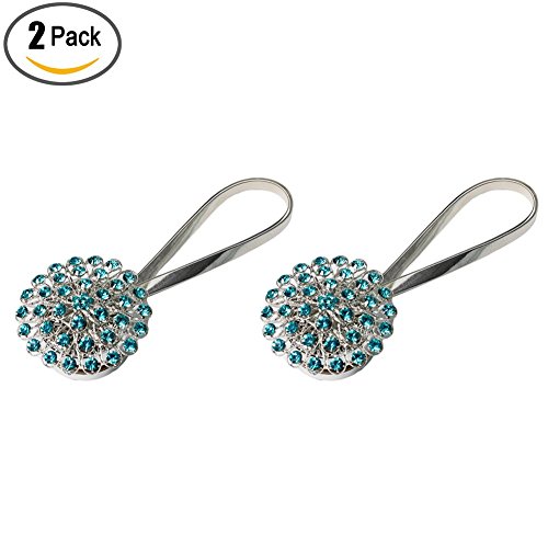 Julvie 1 Pair Magnetic Curtain Tiebacks Drape Decorative Diamond Flower Curtain Clips Holdbacks Gypsophila Buckle Window Sheer, Blackout Panels
