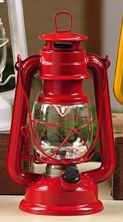LED Lighted Metal Lantern (Red)