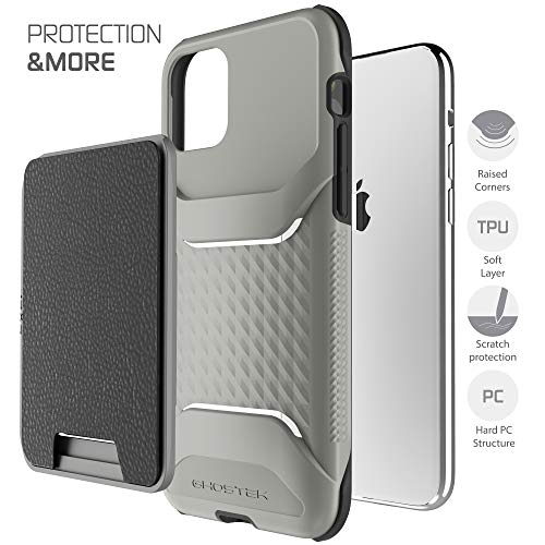 Ghostek Exec Designed for iPhone 11 Pro Wallet Case Magnetic Leather Card Holder Pocket Slot Holds 4 Credit Cards Military Grade Shockproof for 2019 Apple iPhone 11 Pro (5.8" Screen Only) - (Black)