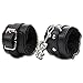 Happyjiu Handcuffs Ankle Bracelets SM Adult Plush PU Leather Bondage Fetish Handcuffs (black)