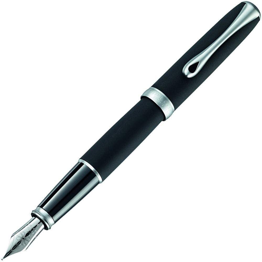 Diplomat Excellence A2 Fountain Pen with Steel Medium Nib - Lapis Black/Matt Chrome