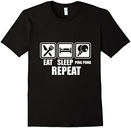 Men's Eat Sleep Ping Pong Repeat T-Shirt Funny Table Tennis Tee Small Black