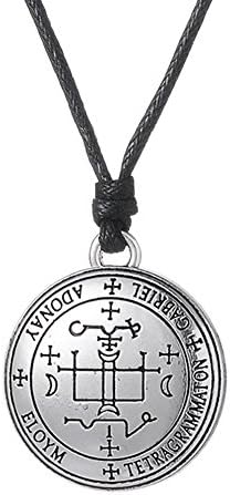 Skyrim Sigil of Archangel Gabriel Talisman Amulet Pendant, Wax Cord Adjustable Necklace for Man