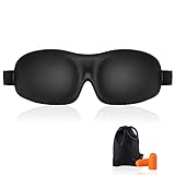 KAMOSSA Sleep Mask, Contoured Sleeping Eye Mask, Free Earplugs & Carry Bag (Black)