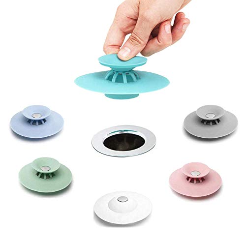 5 Pack Shower Drain Stopper - Silicone Bathtub Drain Stopper Hair Trap Hair Catcher Bathtub Drain Strainers Protectors Cover for Floor Laundry Kitchen and Bathroom - Thumbnail 6