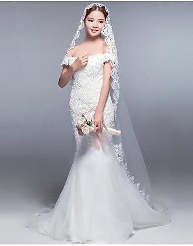 FJY&G One-tier Lace Applique Edge Bridal Lace Wedding Accent/Decorative Modern/Contemporary Wedding Veil Blusher Veils Fingertip Veils 53