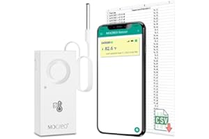 MOCREO ST8 Freezer Temperature Data Logger with Audible Alarm, 32000 Points, CSV Export, Bluetooth Thermometer Recorder for Pharmacy Vaccine Refrigerator, Lab, Fridge, Cold Chain