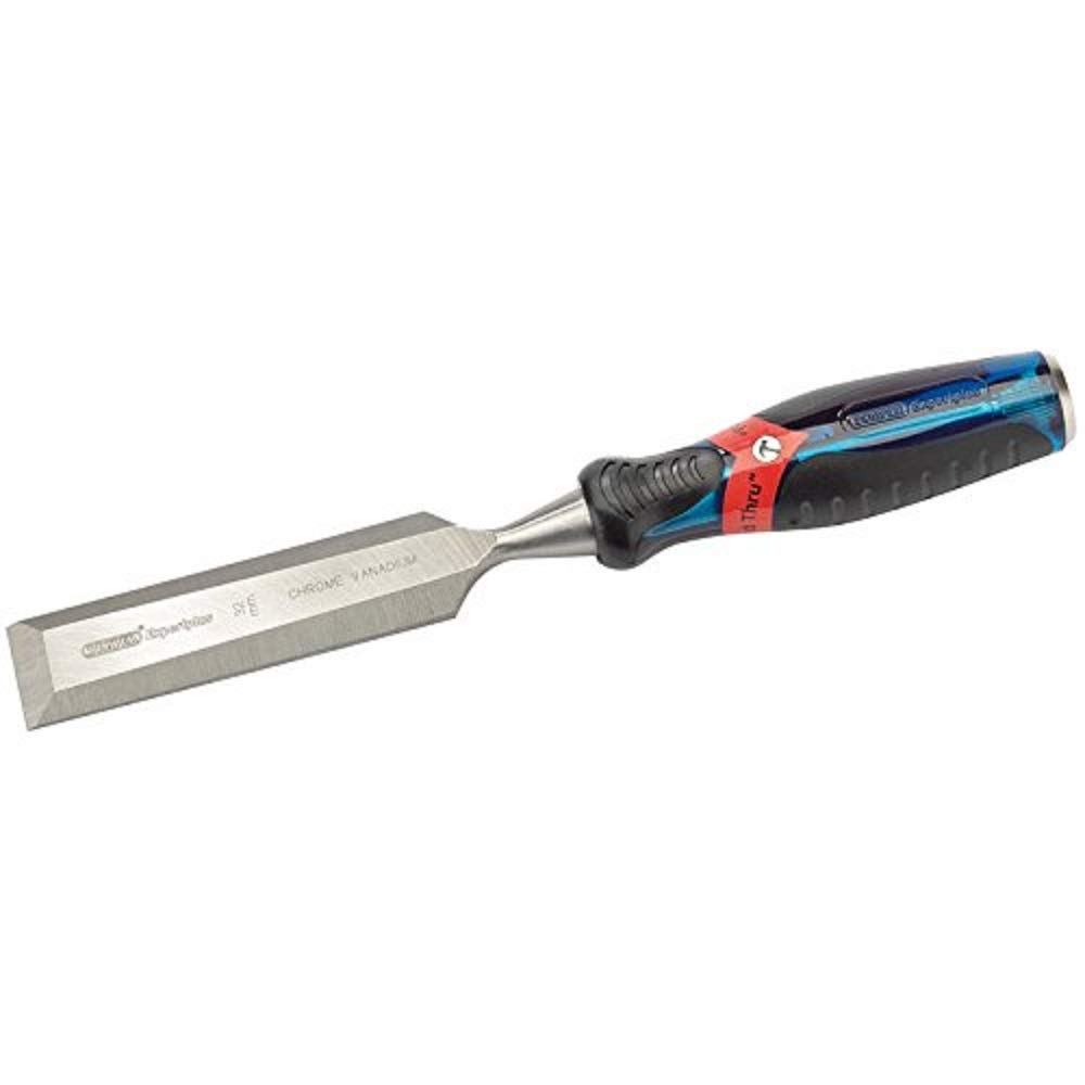 Draper 24410 Expert Bevel Edge Wood Chisel, Soft Grip with 'Pound Thru' End Cap, 32mm, 34.5cm x 4.8cm x 3.1cm, Blue
