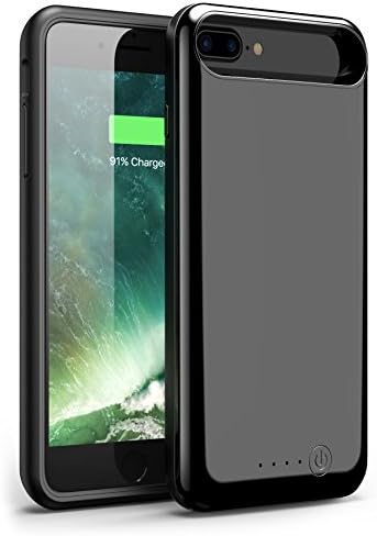 iPhone 7 Plus / 8 Plus Battery Case 8000mAh, Himino Extended Battery Charger Case Rechargeable Power Bank Battery Charging Case for iPhone 8 Plus/7 Plus/6 Plus/6S Plus(5.5 inch) (Jet Black)