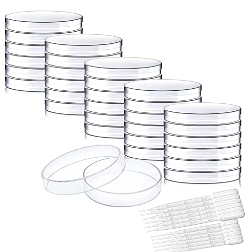 100 Sterile Plastic Petri Dishes - 90mm X 15mm Thick Lab Dishes With 3 Vented Lids