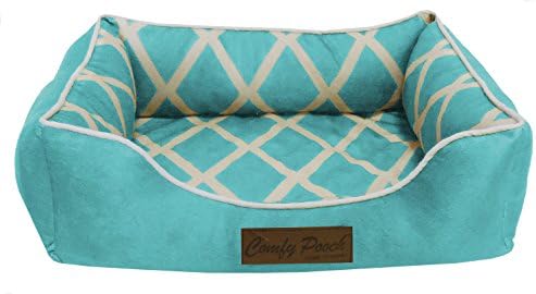 Comfy Pooch Twilled Pet Bed for Dogs and Cat/Thick/Bolstered Ultra-Soft Microfiber /Easy-to-Clean/Machine wash cold water, Tumble Dry/ Colors &amp; Sizes Available (LARGE 28'' X 20'' X8, SPA BLUE)