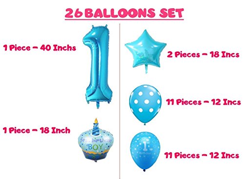 image for KATCHON 1st Birthday BOY Balloons Set - Bonus - Printable Party Planne