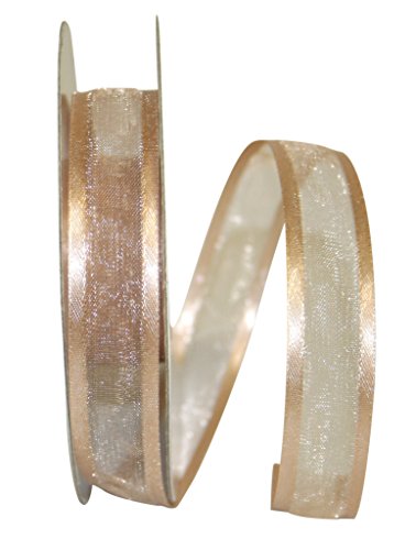 Reliant Ribbon Sheer Satin Edge Band, Taupe, 5/8 Inch X 25 Yards, 22