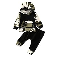 Infant Newborn Baby Boy Girl Camouflage Hoodie Pants Outfit Clothing Set Winter Warm Clothes (Camouflage, 6-12M)