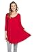 Frumos Womens Tunic Tops for Leggings V-Neck Top LA-Dark Red 2X-Large