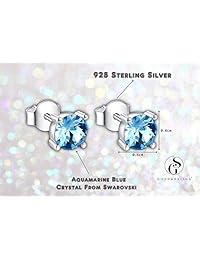 Swarovski Stud Earrings for Women - Sterling Silver Crystal Earrings - Pierced Earrings for Girls - Crystal From Swarovski By GoSparkling Allergy-  Passed SGS Inspection