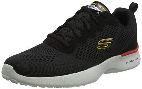 SKECH-AIR DYNAMIGHT TUNED UP, Scarpe da Ginnastica Uomo, Black Engineered Mesh Pu Gray Trim, 44 EU