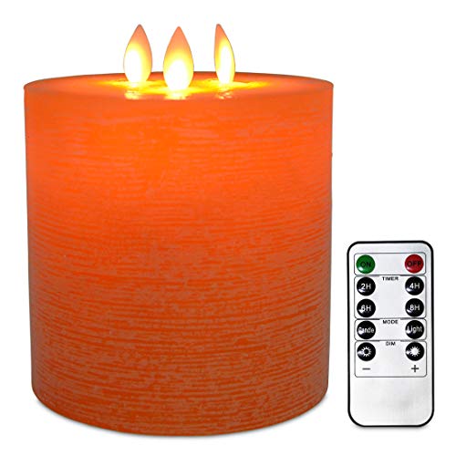 TELOSMA 3Moving Wick Large Flameless Pillar Candles with