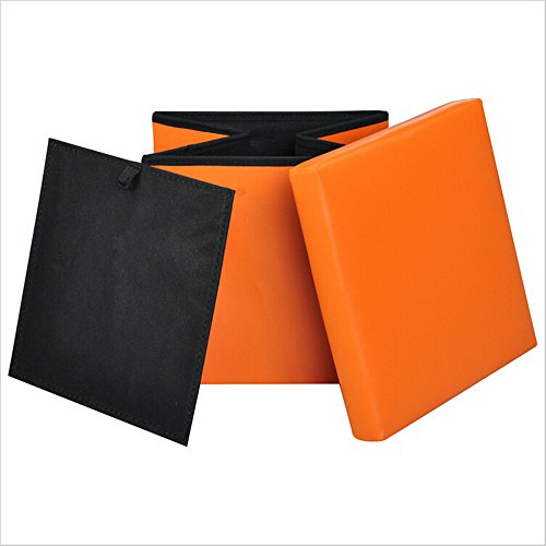 image for Geartist GOO1 Leather Folding Organizer Storage Ottoman Bench Footrest